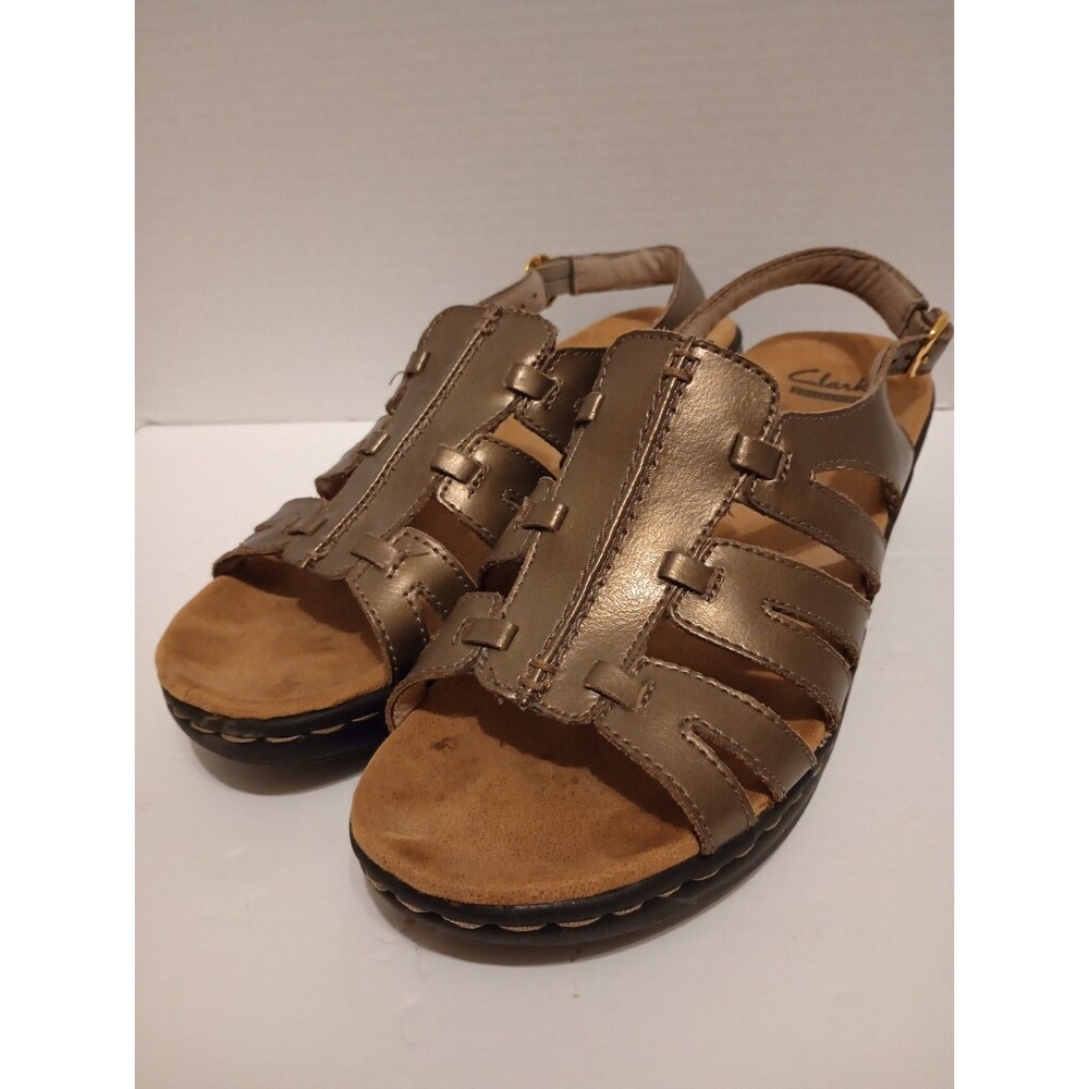 Clarks Lexi Marigold Women's 8 Gold Leather Casual Wedge Heel Sandals